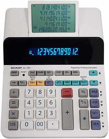 Sharp EL-1901 Paperless Printing Calculator