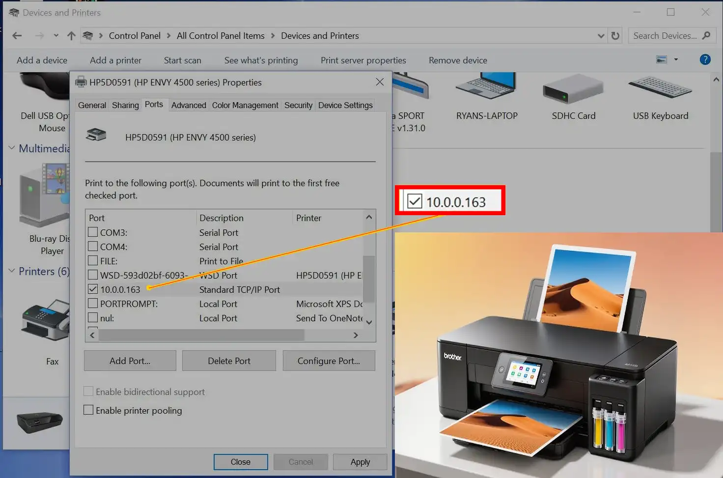 how to find printer ip address