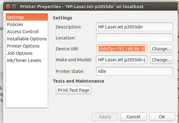 Get printer ip in linux with GUI